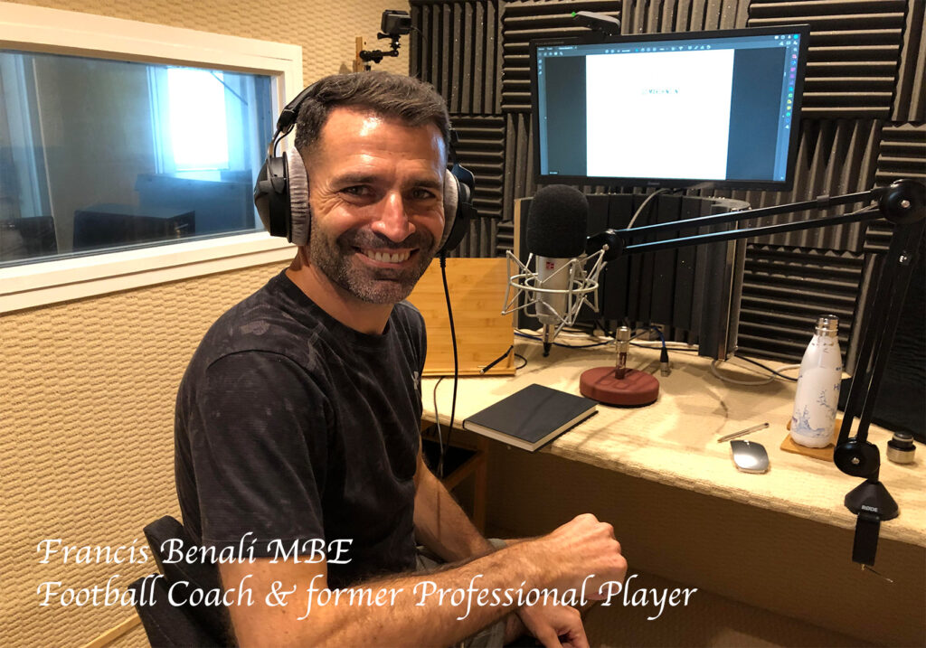 Francis Benali MBE, Football Coach and former Professional Player recording his audio book at Hampshire Voiceover Studio, Southampton